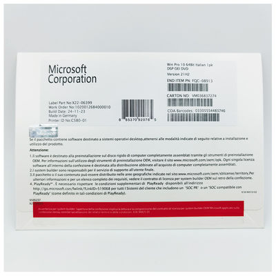 Genuine Win 10 Pro OEM Software - 64Bit DVD With English/French/Spanish Activation Key