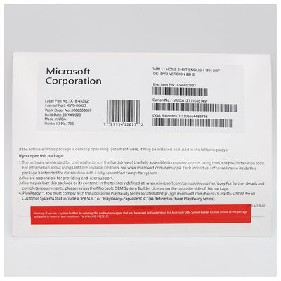 Tipo de licencia de Windows 11 Home OEM con 4 GB de RAM y 64 GB de espacio de almacenamiento en inglés
