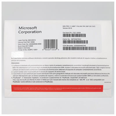 Licencia de estación de trabajo profesional OEM italiana de Microsoft Windows 11 Pro con BitLocker y Escritorio Remoto