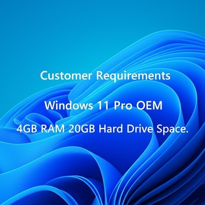 Requisitos del cliente Windows 11 Pro OEM 4GB RAM 20GB de espacio en disco duro
