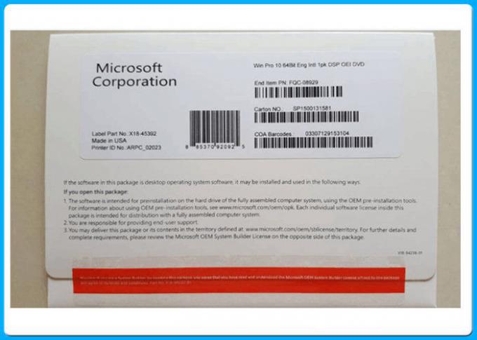 De Windows10 Microsoft Windows de los softwares código dominante 100% del OEM de la activación en línea NINGUNA llave de MSDN