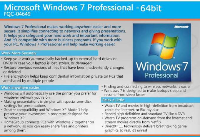 Llave del OEM profesional de la etiqueta engomada de Windows 7 de la llave del producto de Microsoft/de Windows 7 última